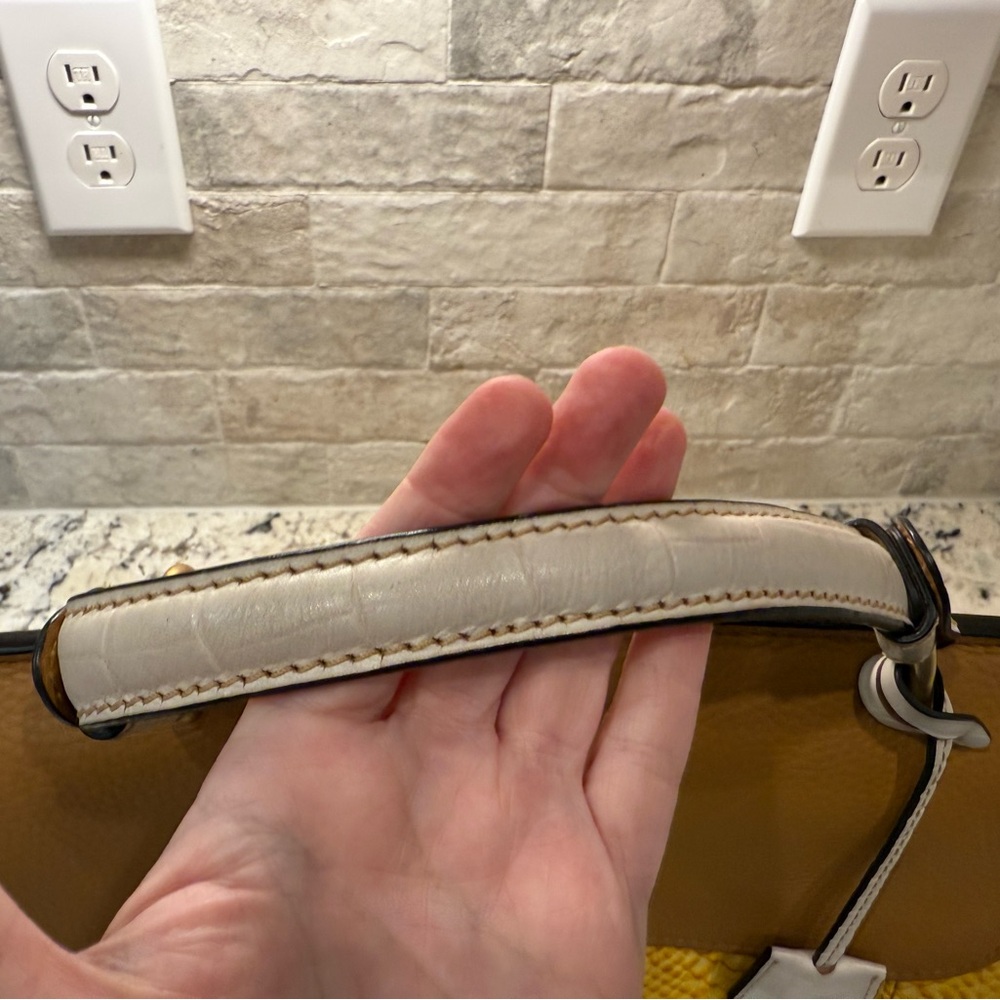 MCM EUC Yellow Python & Tan Leather Satchel - image 4